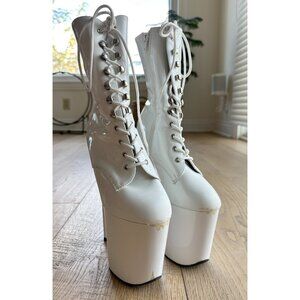 COPY - Pleaser white flamingo 1020 boot 8" heel, size 8